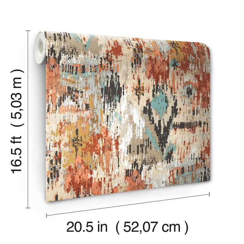 RoomMates RMK11247RL Orange Aztec Peel and Stick Wallpaper - Image 3